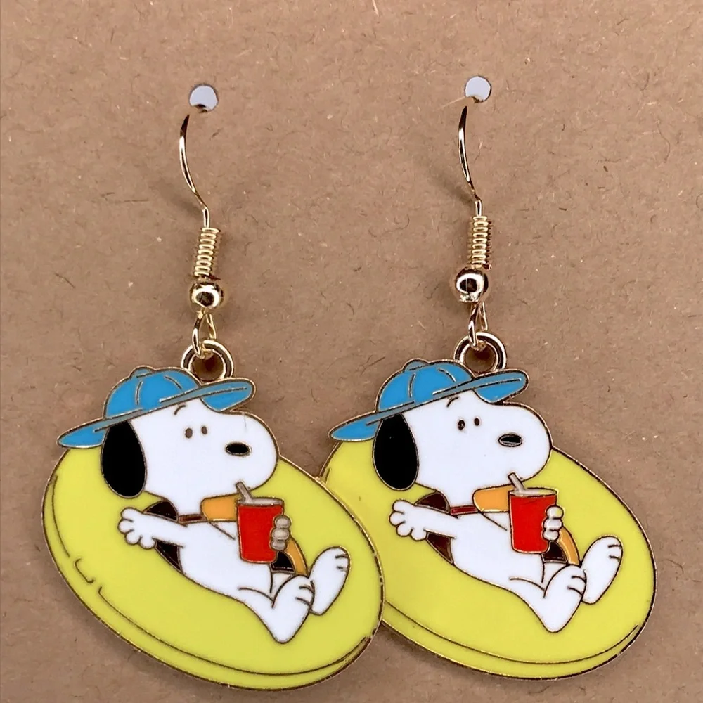 Snoopy Earrings with Yellow and Blue Accents Earrings Fashion Jewelry - Picture 3 of 3